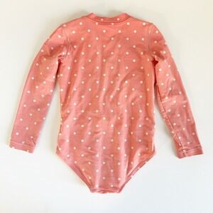 Primary Girls Coral Polka Dot Long Sleeve One Piece Rash Guard Swimsuit Size 4-5